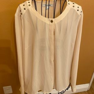 Cream/Sand Blouse with Shoulder Studs